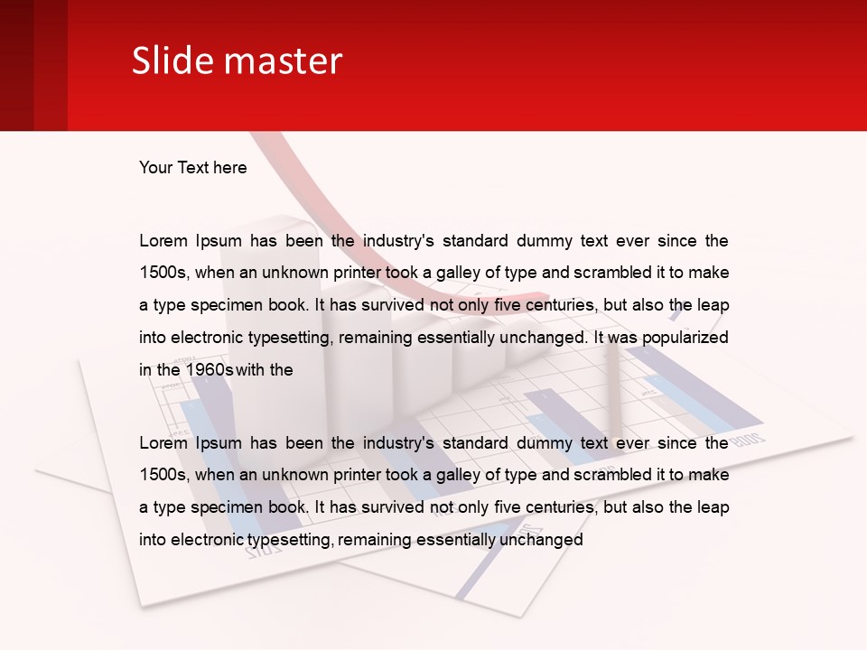 A Red Arrow On Top Of A Bar Chart PowerPoint Template