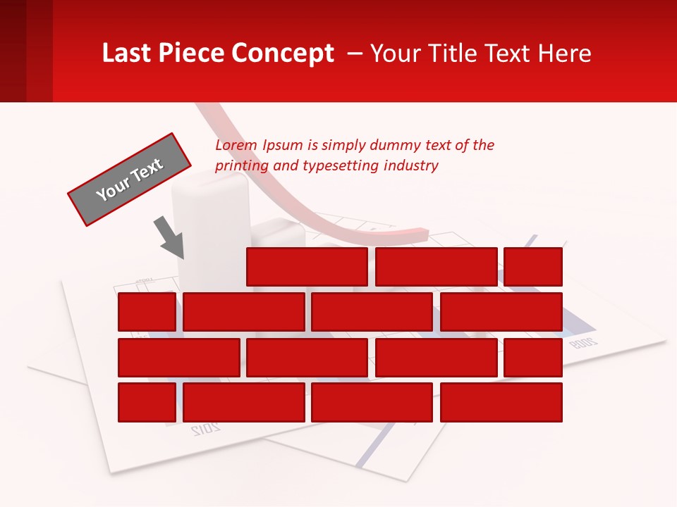 A Red Arrow On Top Of A Bar Chart PowerPoint Template