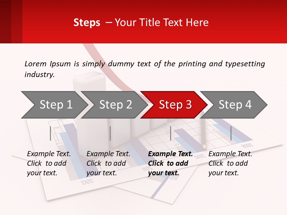 A Red Arrow On Top Of A Bar Chart PowerPoint Template
