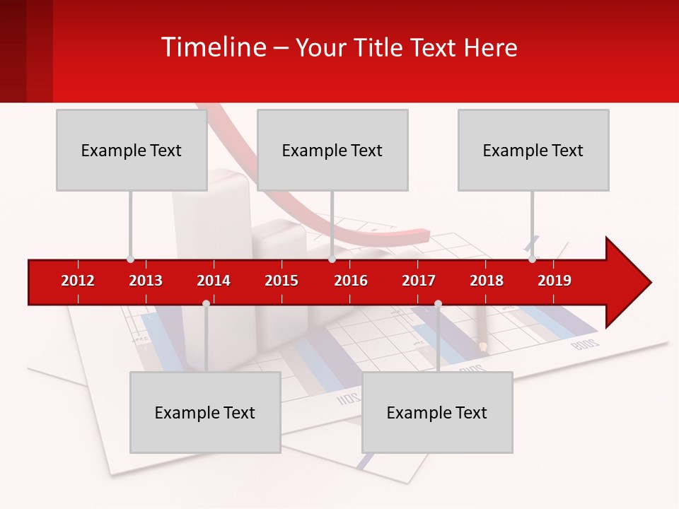 A Red Arrow On Top Of A Bar Chart PowerPoint Template