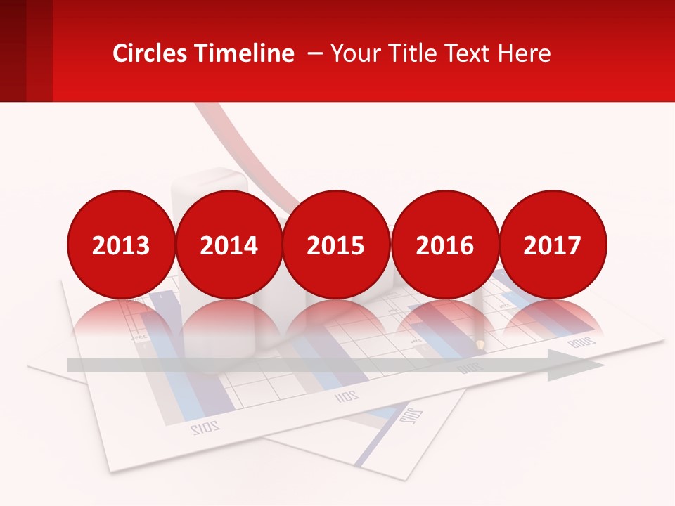 A Red Arrow On Top Of A Bar Chart PowerPoint Template