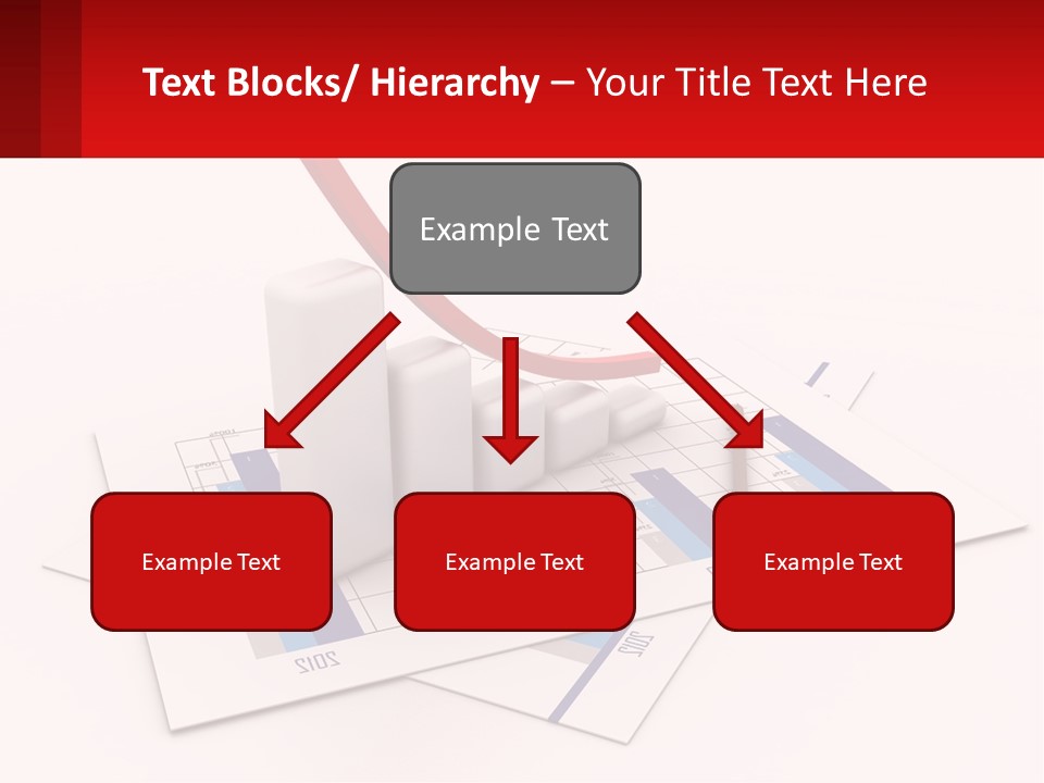 A Red Arrow On Top Of A Bar Chart PowerPoint Template