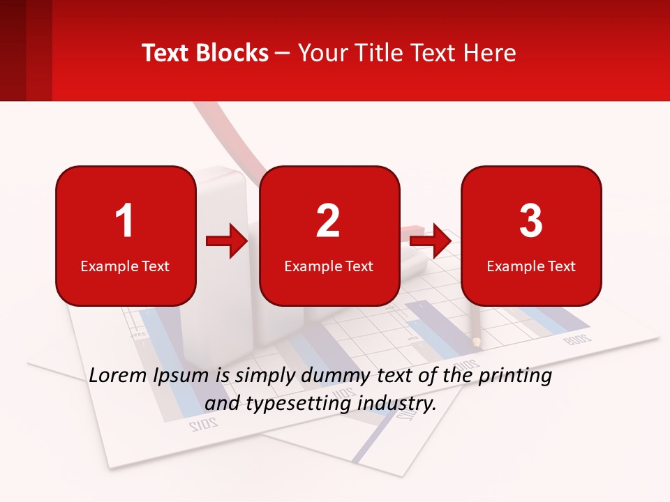 A Red Arrow On Top Of A Bar Chart PowerPoint Template