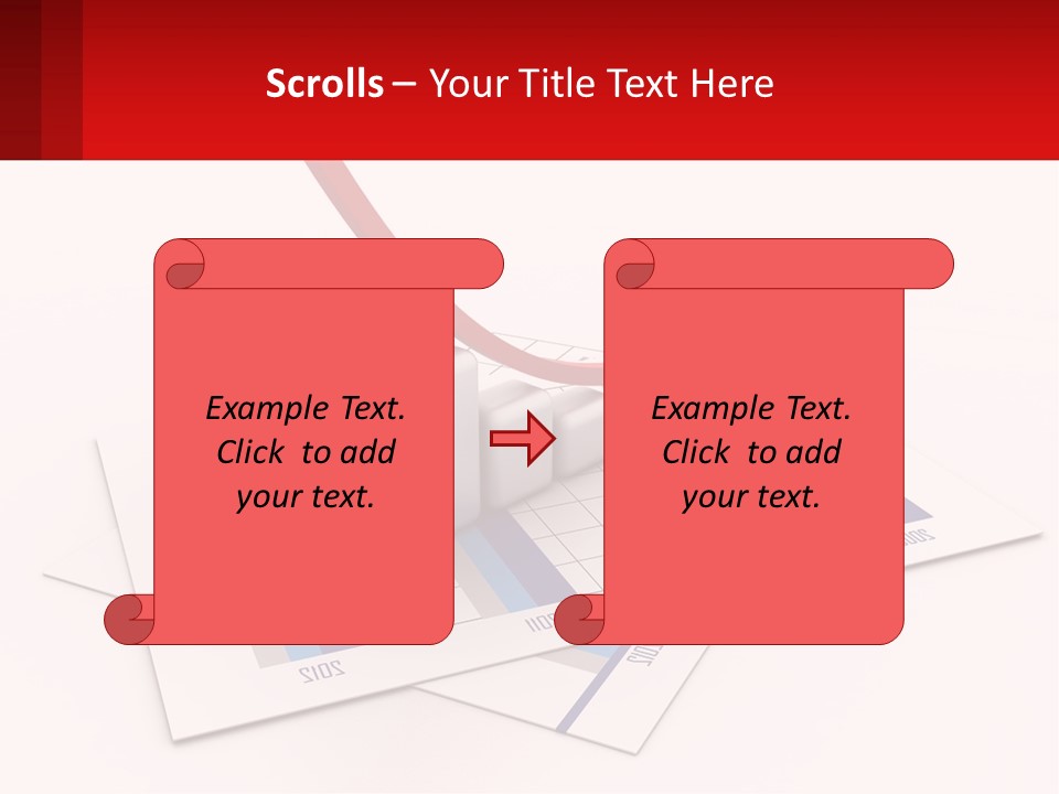 A Red Arrow On Top Of A Bar Chart PowerPoint Template