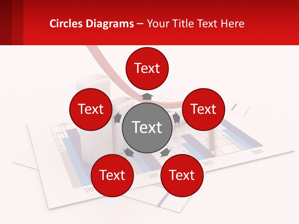 A Red Arrow On Top Of A Bar Chart PowerPoint Template