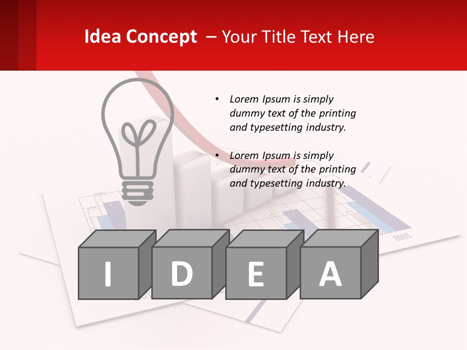 A Red Arrow On Top Of A Bar Chart PowerPoint Template