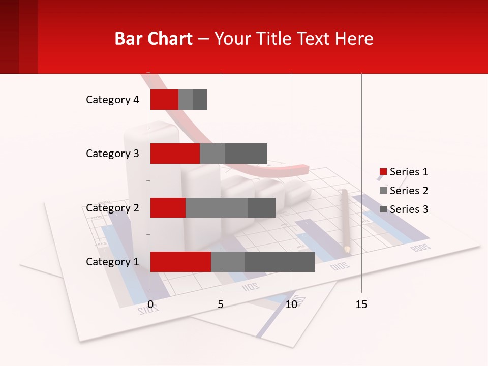 A Red Arrow On Top Of A Bar Chart PowerPoint Template