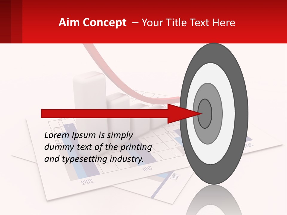 A Red Arrow On Top Of A Bar Chart PowerPoint Template