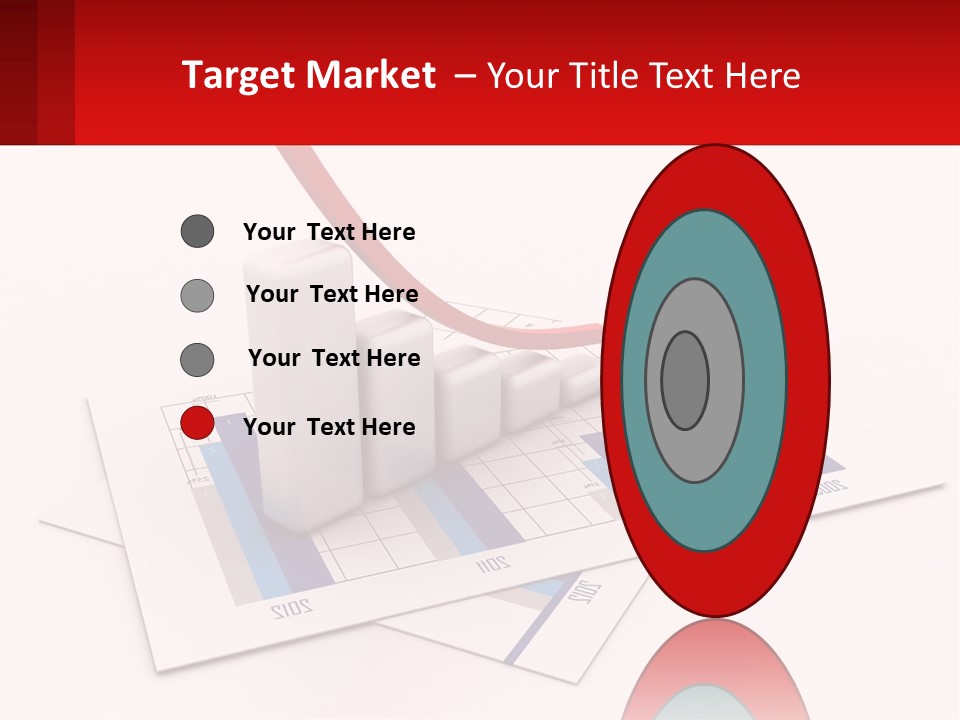 A Red Arrow On Top Of A Bar Chart PowerPoint Template