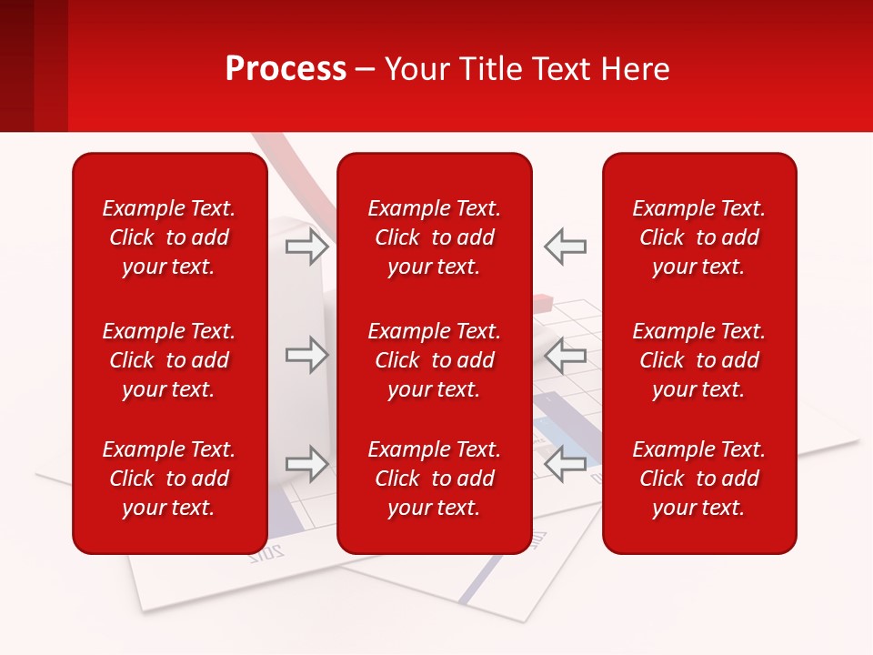 A Red Arrow On Top Of A Bar Chart PowerPoint Template