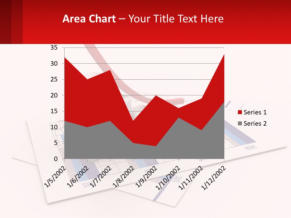 A Red Arrow On Top Of A Bar Chart PowerPoint Template