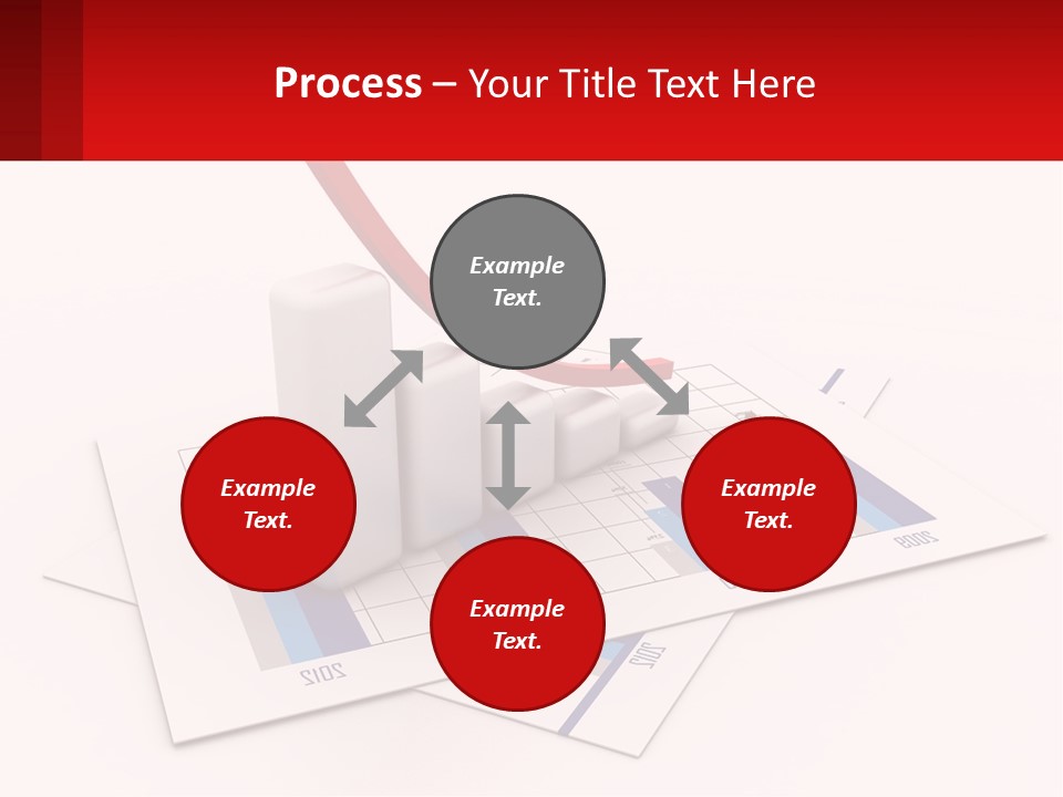 A Red Arrow On Top Of A Bar Chart PowerPoint Template