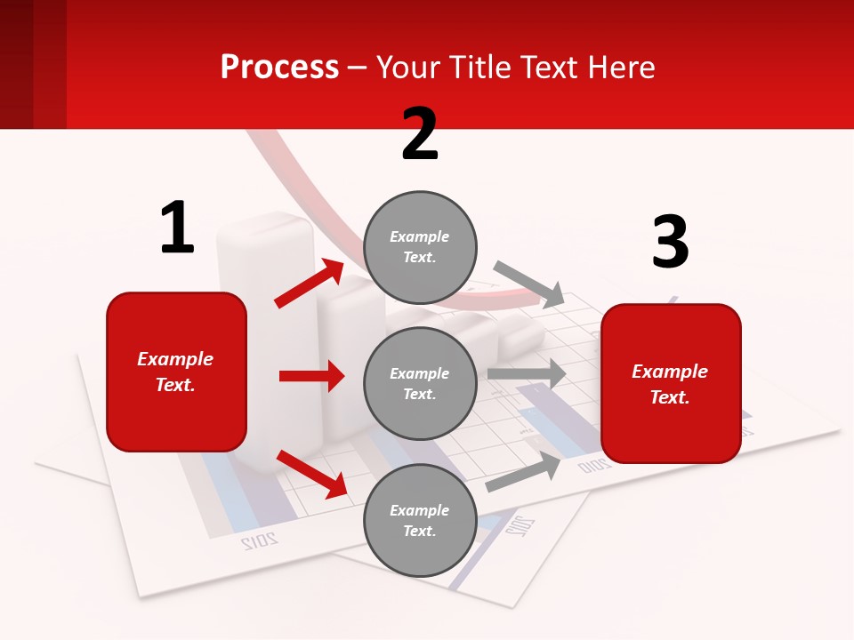 A Red Arrow On Top Of A Bar Chart PowerPoint Template