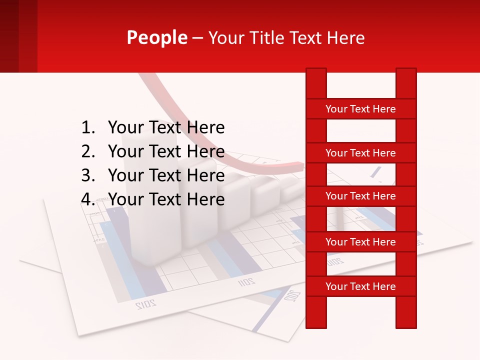 A Red Arrow On Top Of A Bar Chart PowerPoint Template