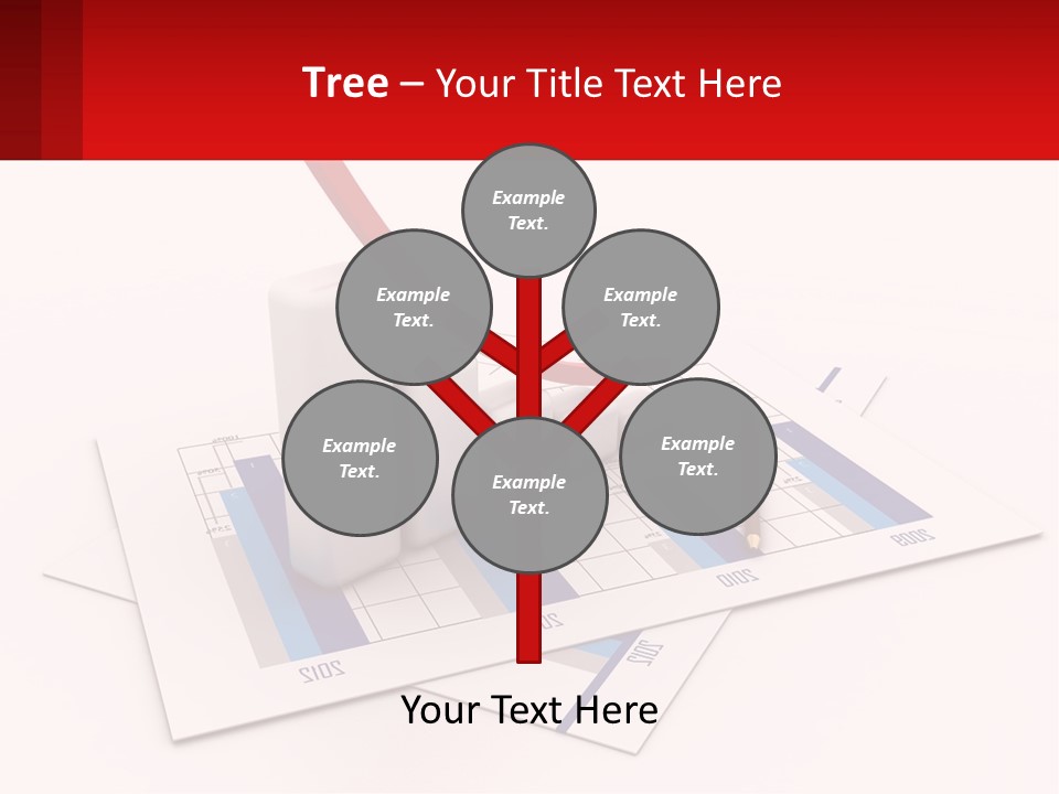 A Red Arrow On Top Of A Bar Chart PowerPoint Template