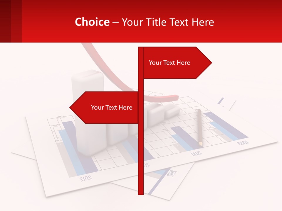 A Red Arrow On Top Of A Bar Chart PowerPoint Template