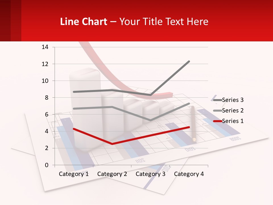 A Red Arrow On Top Of A Bar Chart PowerPoint Template