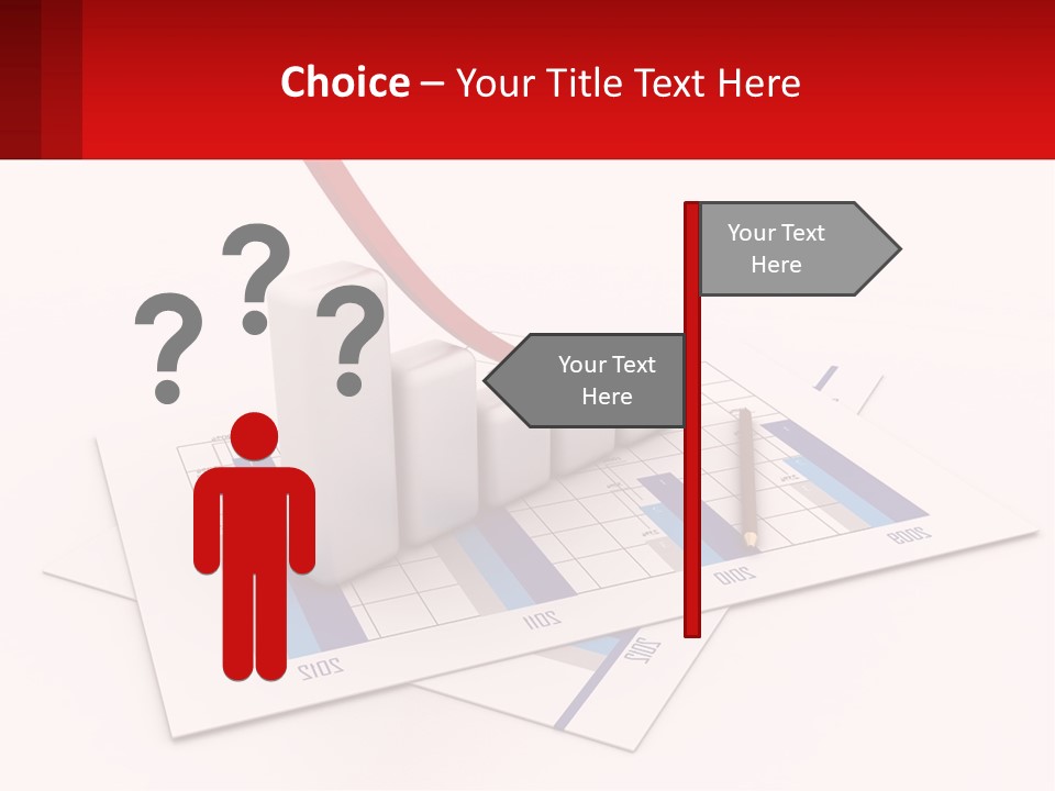A Red Arrow On Top Of A Bar Chart PowerPoint Template