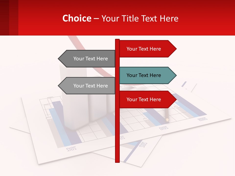 A Red Arrow On Top Of A Bar Chart PowerPoint Template