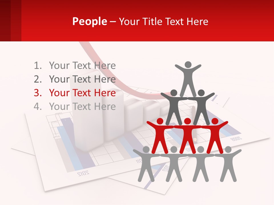 A Red Arrow On Top Of A Bar Chart PowerPoint Template