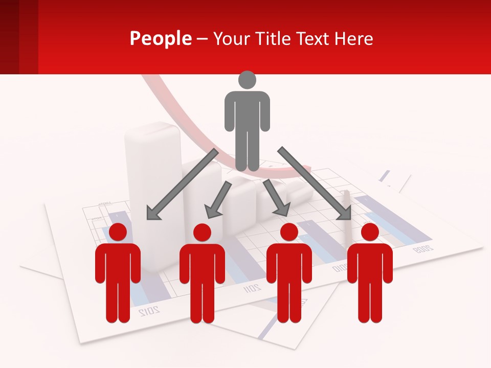 A Red Arrow On Top Of A Bar Chart PowerPoint Template