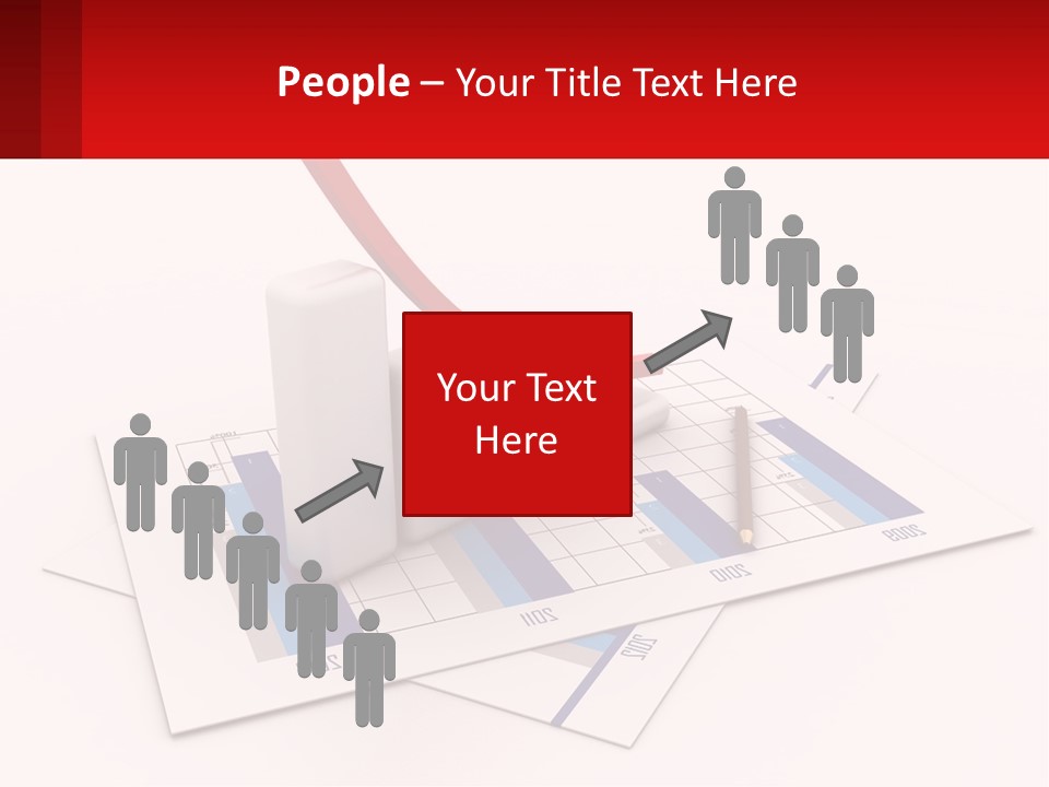 A Red Arrow On Top Of A Bar Chart PowerPoint Template