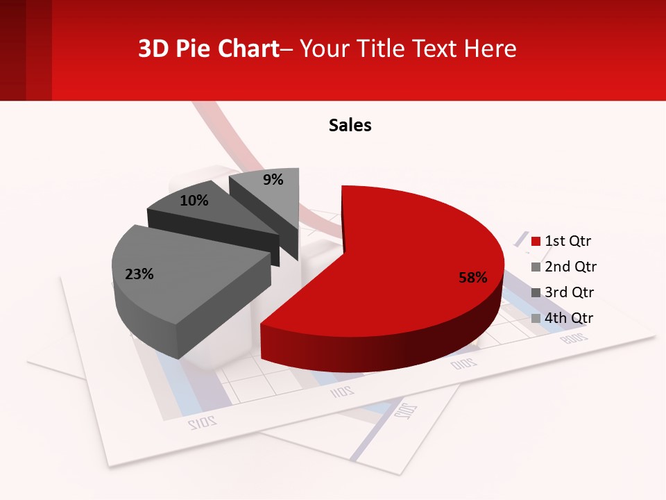 A Red Arrow On Top Of A Bar Chart PowerPoint Template