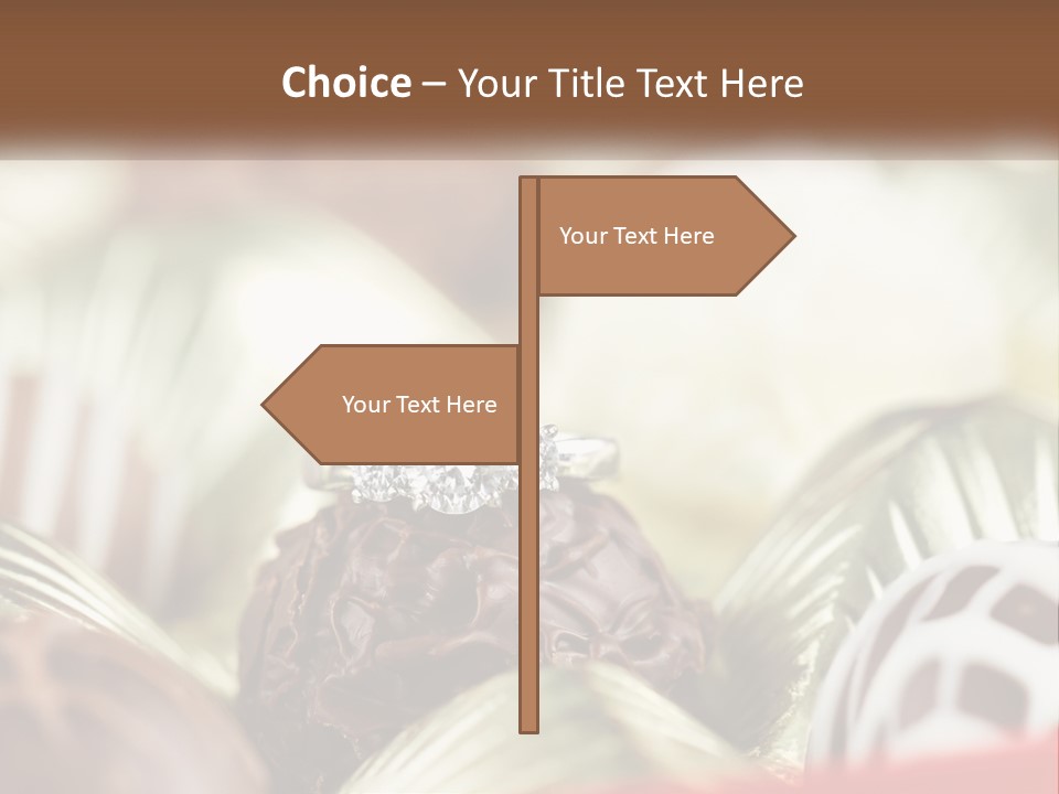A Group Of Chocolates With A Diamond Ring On Top PowerPoint Template