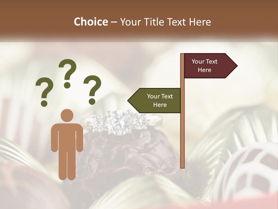 A Group Of Chocolates With A Diamond Ring On Top PowerPoint Template