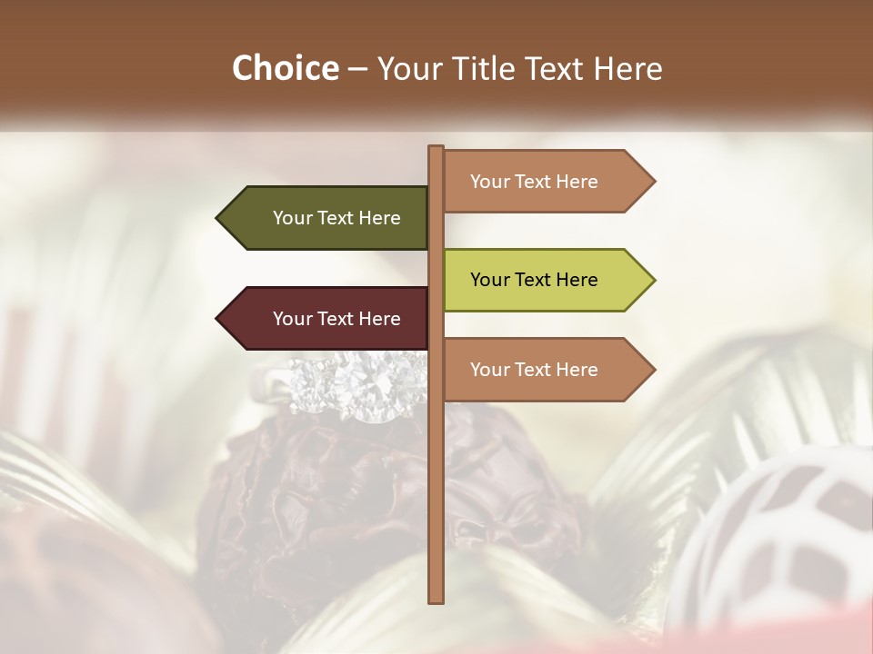 A Group Of Chocolates With A Diamond Ring On Top PowerPoint Template