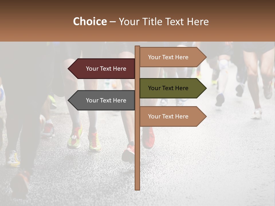 A Group Of People Running Down A Street PowerPoint Template