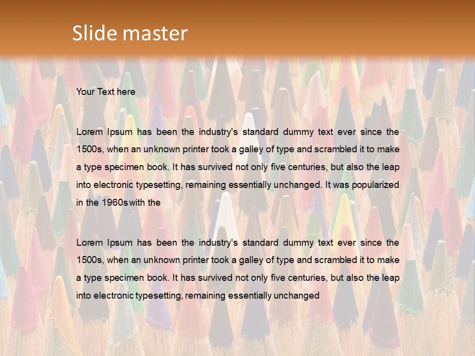 A Group Of Colored Pencils With A Brown Background PowerPoint Template