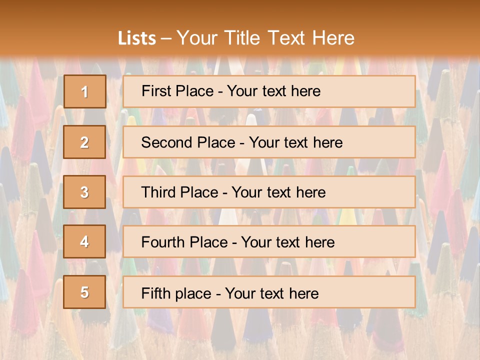 A Group Of Colored Pencils With A Brown Background PowerPoint Template