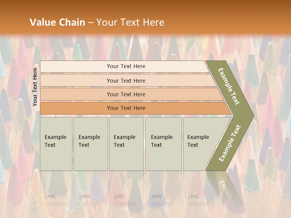 A Group Of Colored Pencils With A Brown Background PowerPoint Template