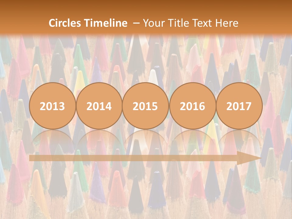 A Group Of Colored Pencils With A Brown Background PowerPoint Template