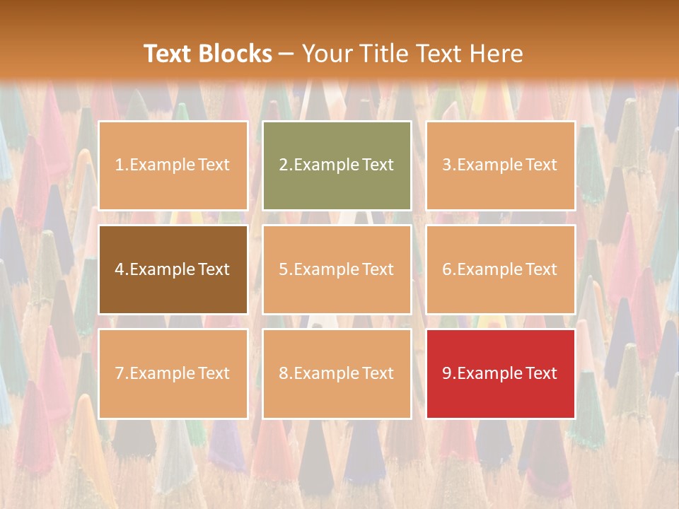 A Group Of Colored Pencils With A Brown Background PowerPoint Template