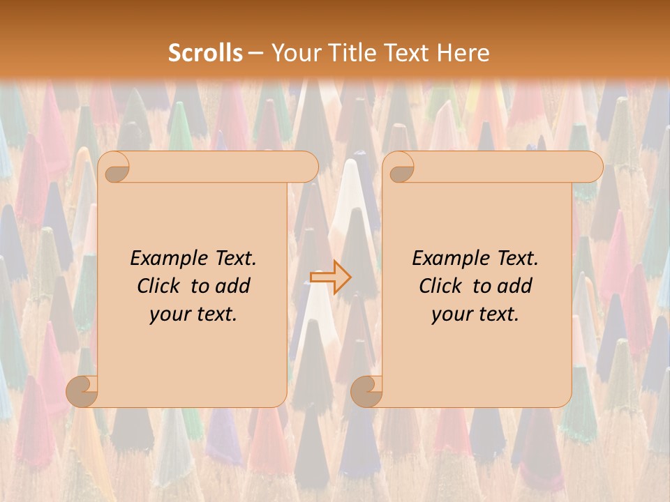 A Group Of Colored Pencils With A Brown Background PowerPoint Template