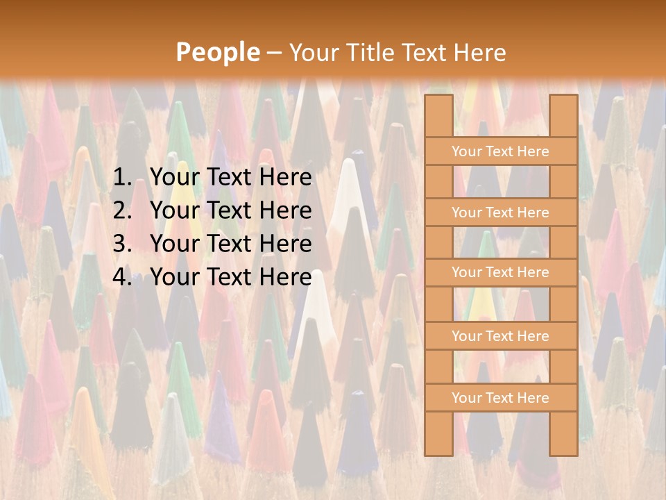 A Group Of Colored Pencils With A Brown Background PowerPoint Template