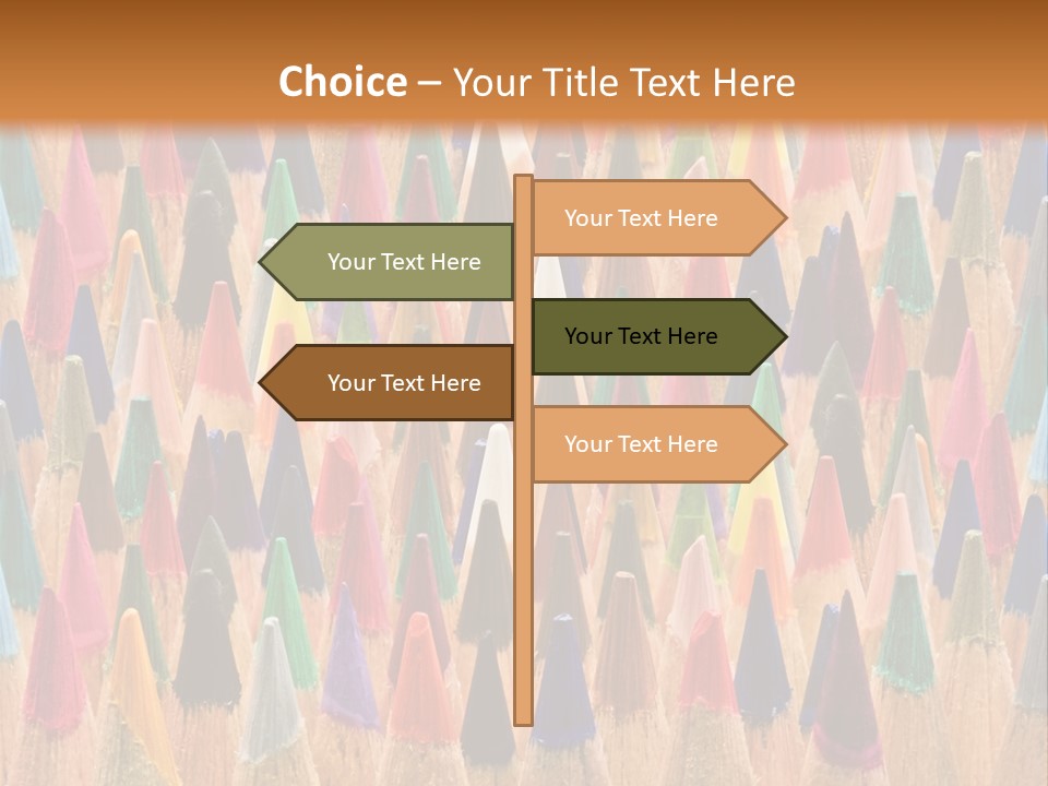 A Group Of Colored Pencils With A Brown Background PowerPoint Template