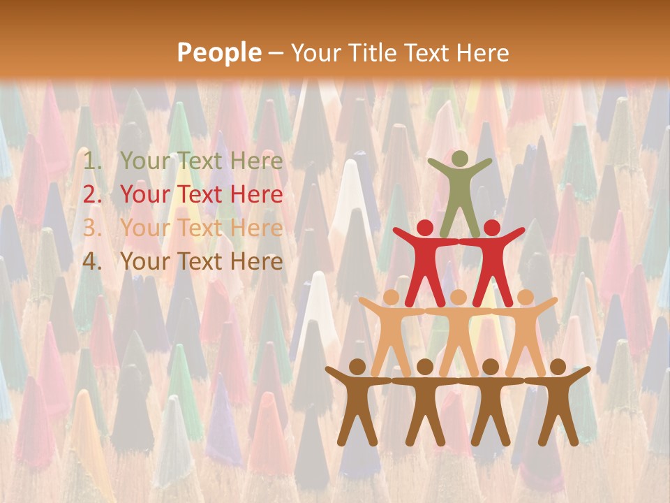 A Group Of Colored Pencils With A Brown Background PowerPoint Template