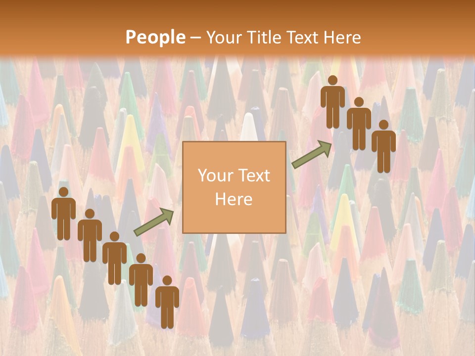 A Group Of Colored Pencils With A Brown Background PowerPoint Template