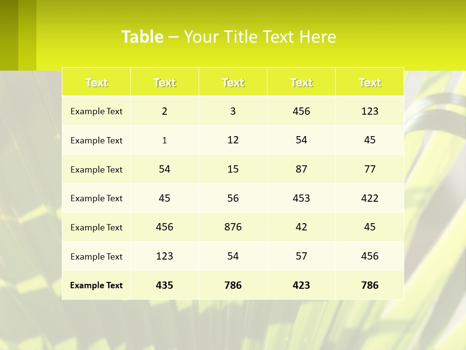 A Large Green Plant With A Yellow Background PowerPoint Template
