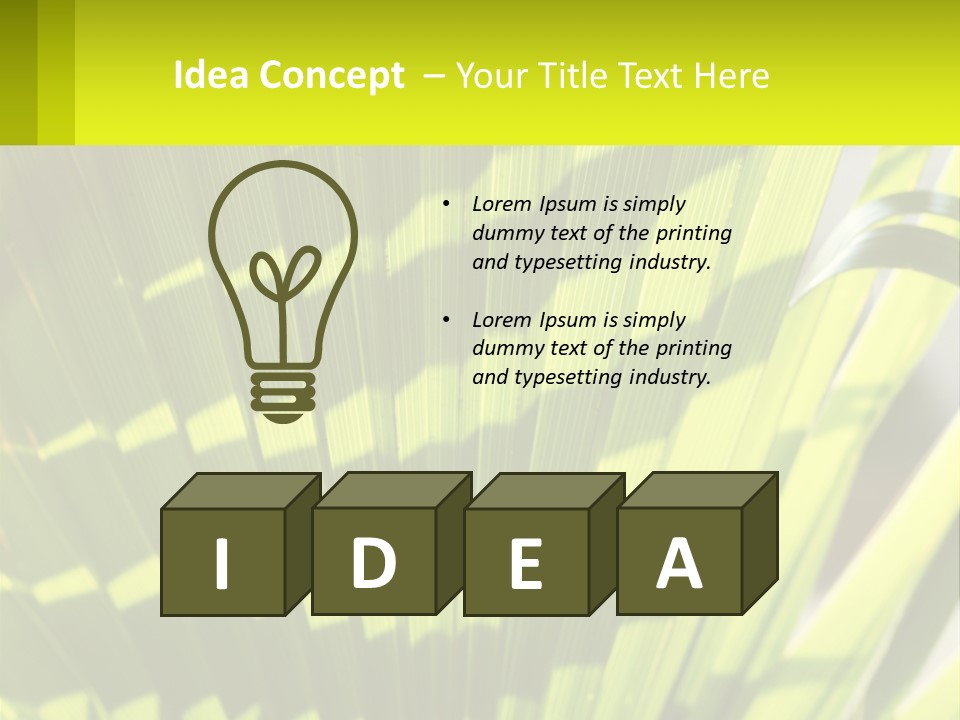 A Large Green Plant With A Yellow Background PowerPoint Template