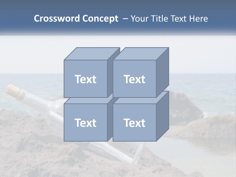 A Message In A Bottle On A Rocky Beach PowerPoint Template