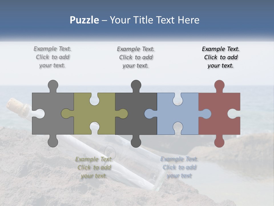 A Message In A Bottle On A Rocky Beach PowerPoint Template