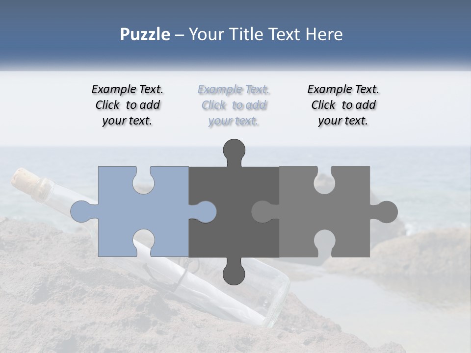 A Message In A Bottle On A Rocky Beach PowerPoint Template