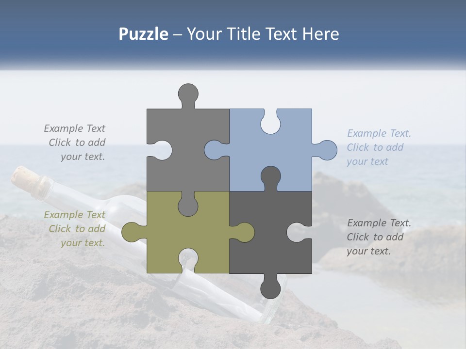 A Message In A Bottle On A Rocky Beach PowerPoint Template