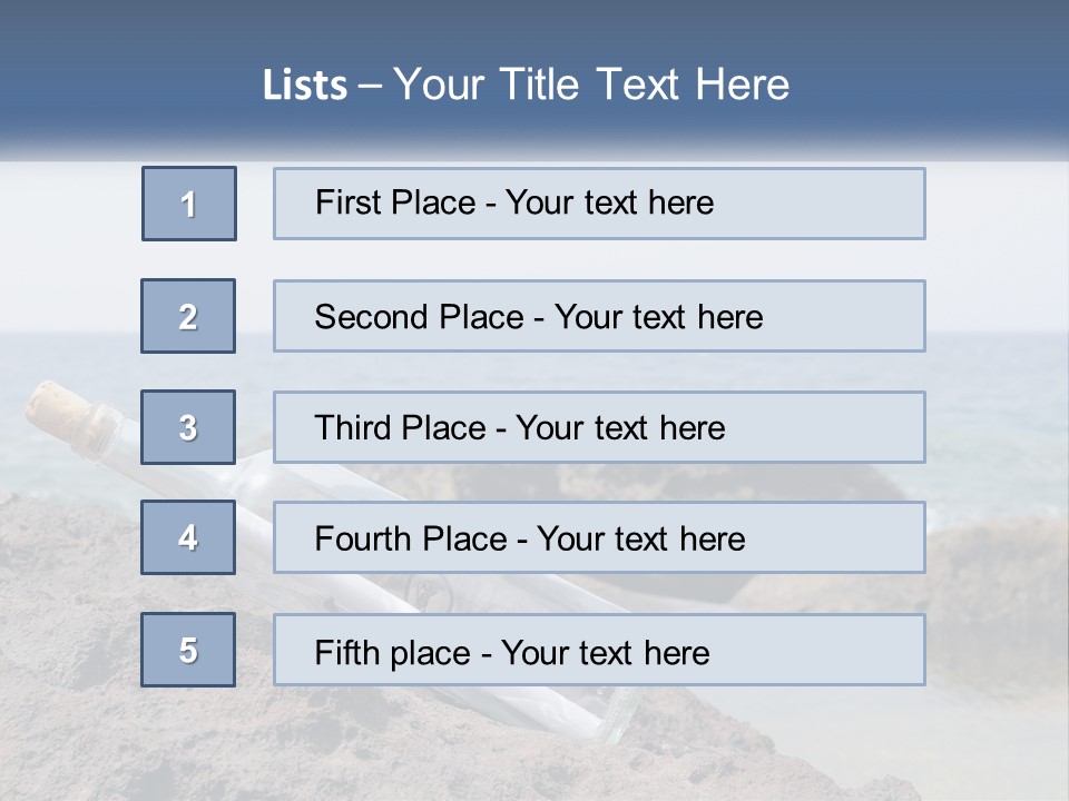 A Message In A Bottle On A Rocky Beach PowerPoint Template