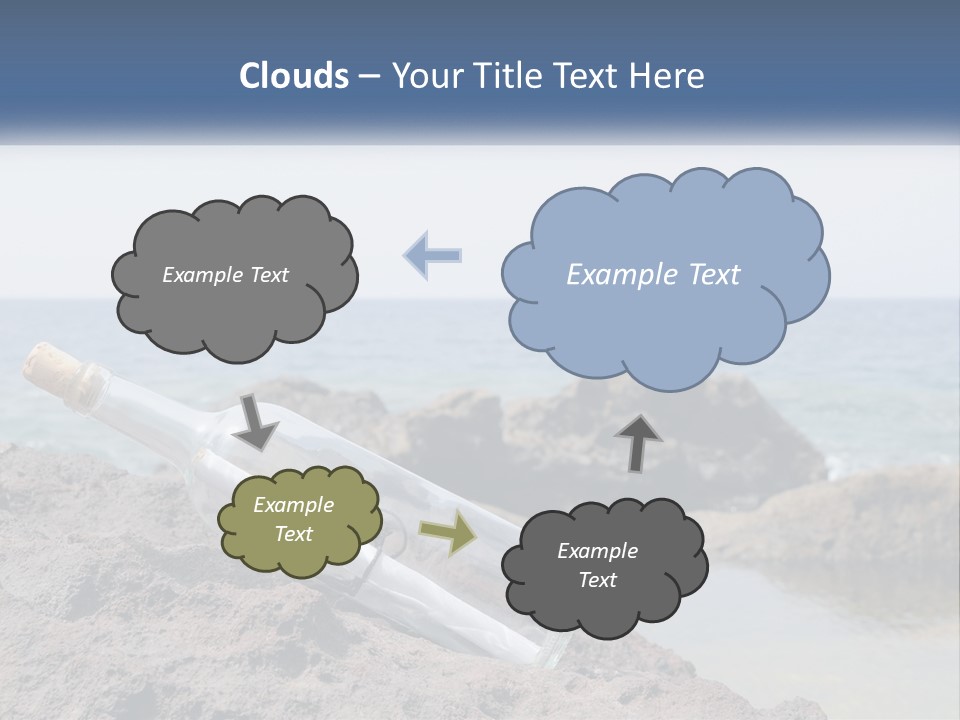 A Message In A Bottle On A Rocky Beach PowerPoint Template