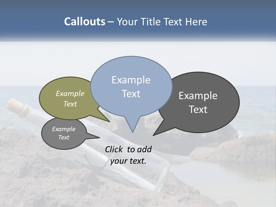 A Message In A Bottle On A Rocky Beach PowerPoint Template